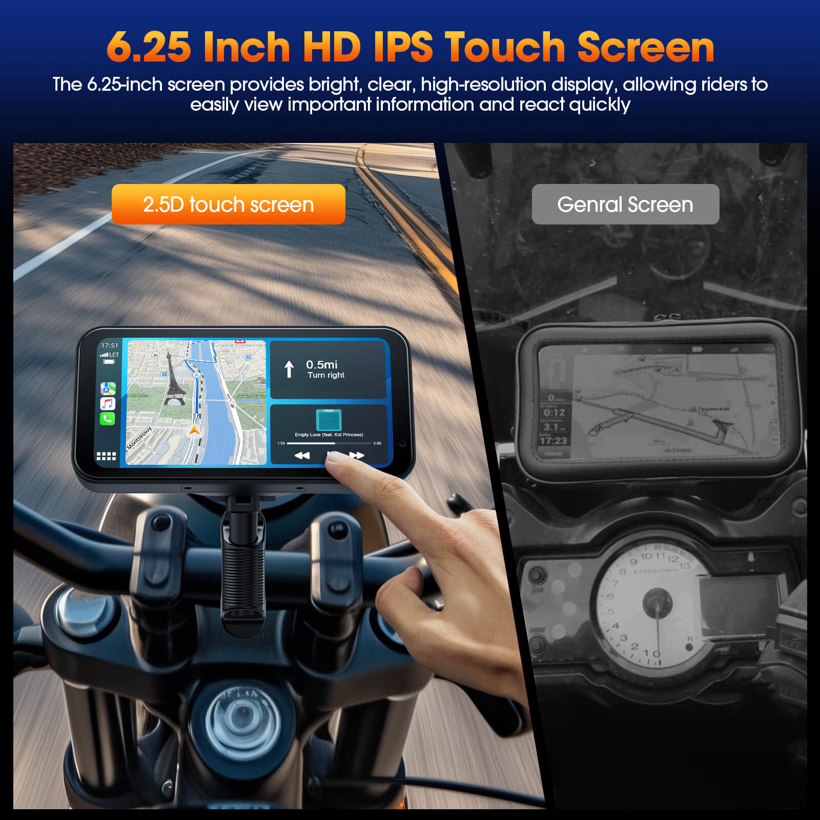Carplay DVR Motorcycle Stereo Wireless Car Radio Carplay Touchscreen
