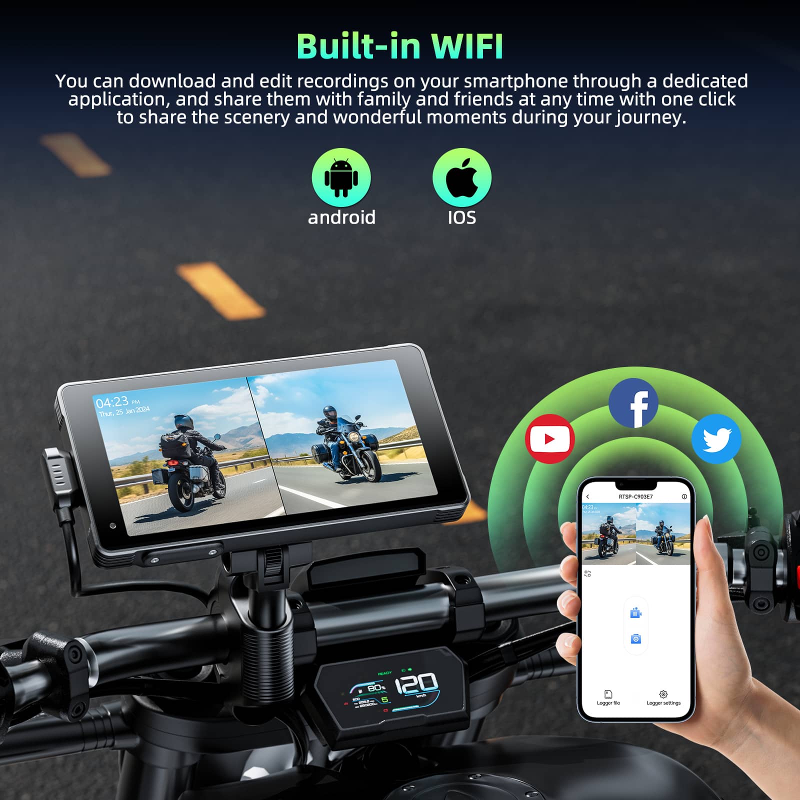 Carplay DVR Motorcycle Stereo Wireless Car Radio Carplay Touchscreen