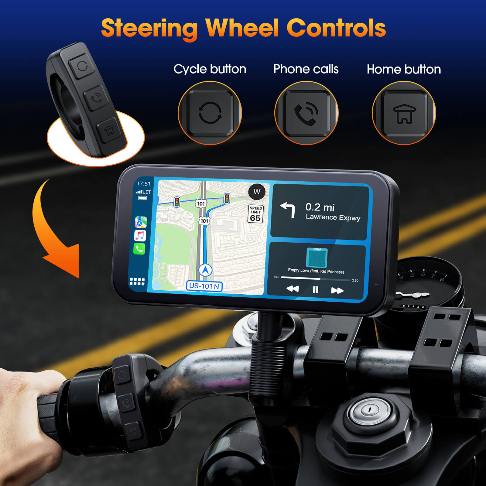 Carplay DVR Motorcycle Stereo Wireless Car Radio Carplay Touchscreen