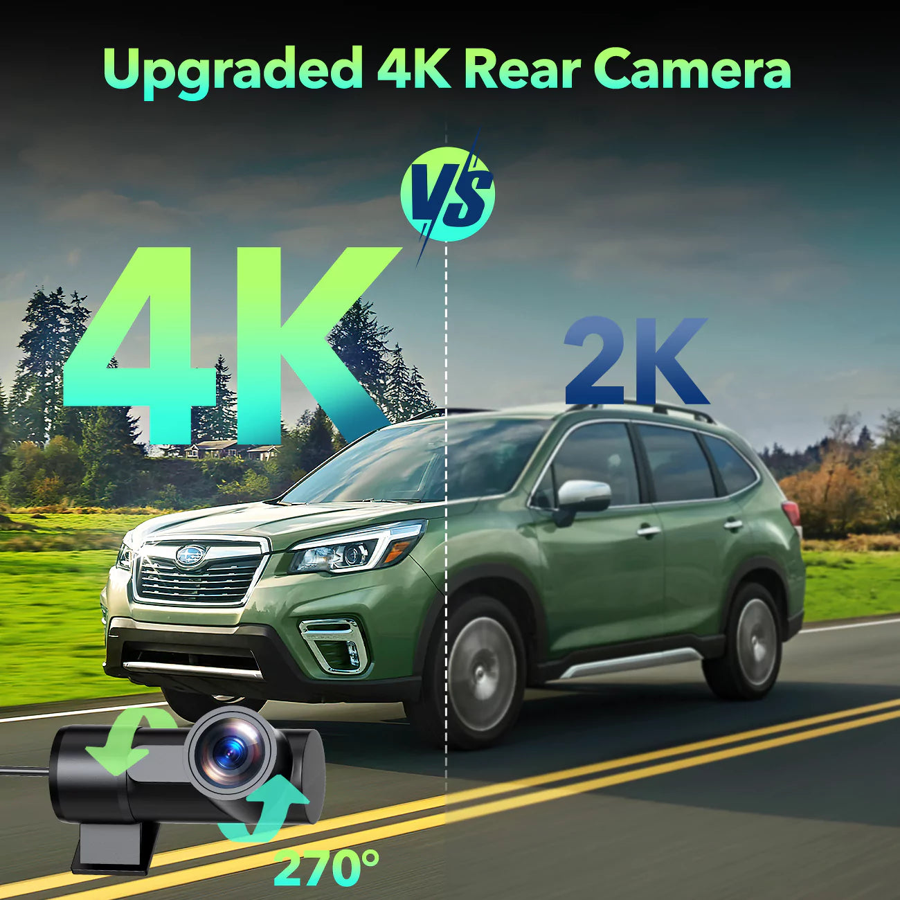 DC19 3.16 Inch IPS Screen 4K+4K Front & Rear WiFi GPS Dash Cam with 128GB SD Card