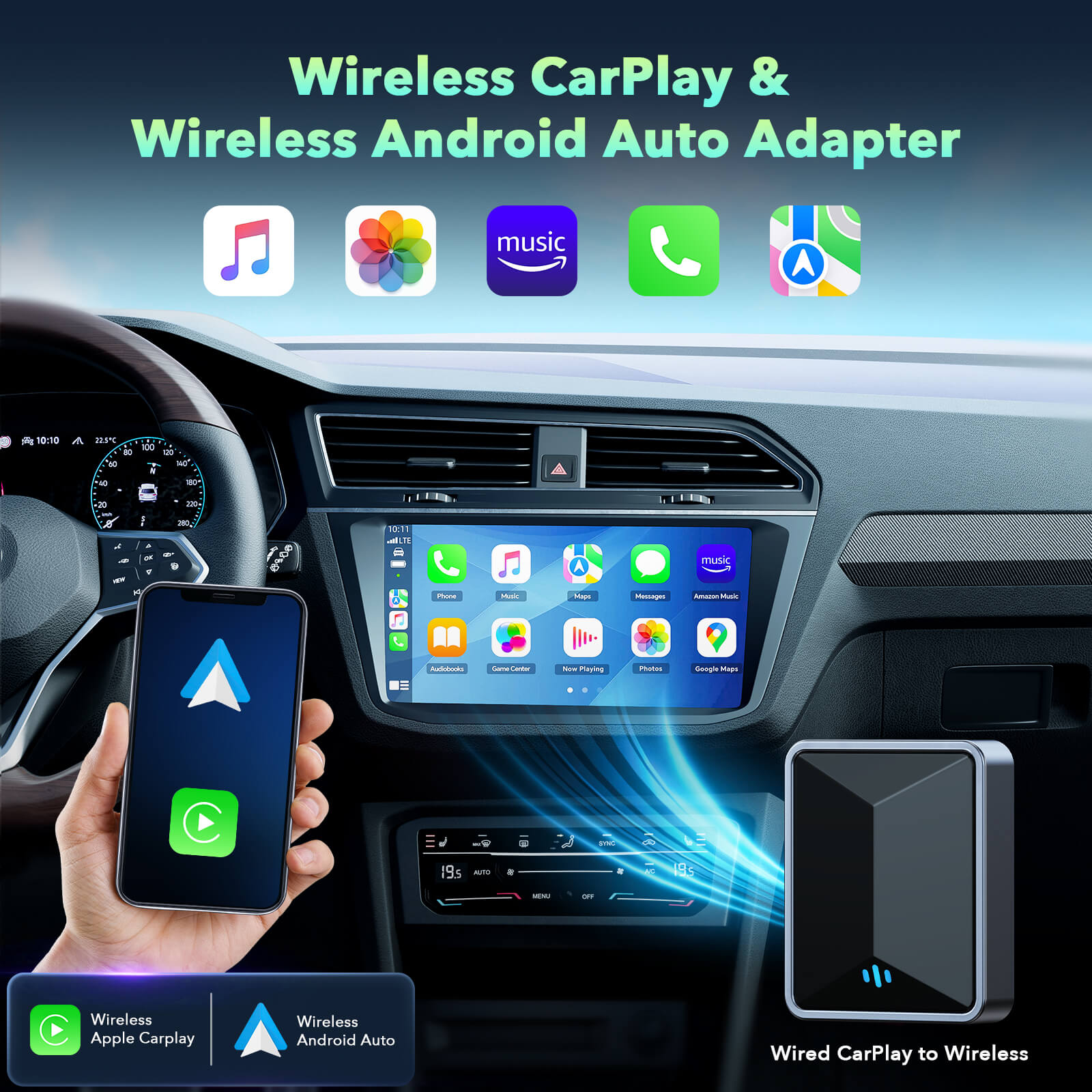 Carplay RC21 2 in-1 Adapter for OEM CarPlay & Android Auto Wireless Adapter
