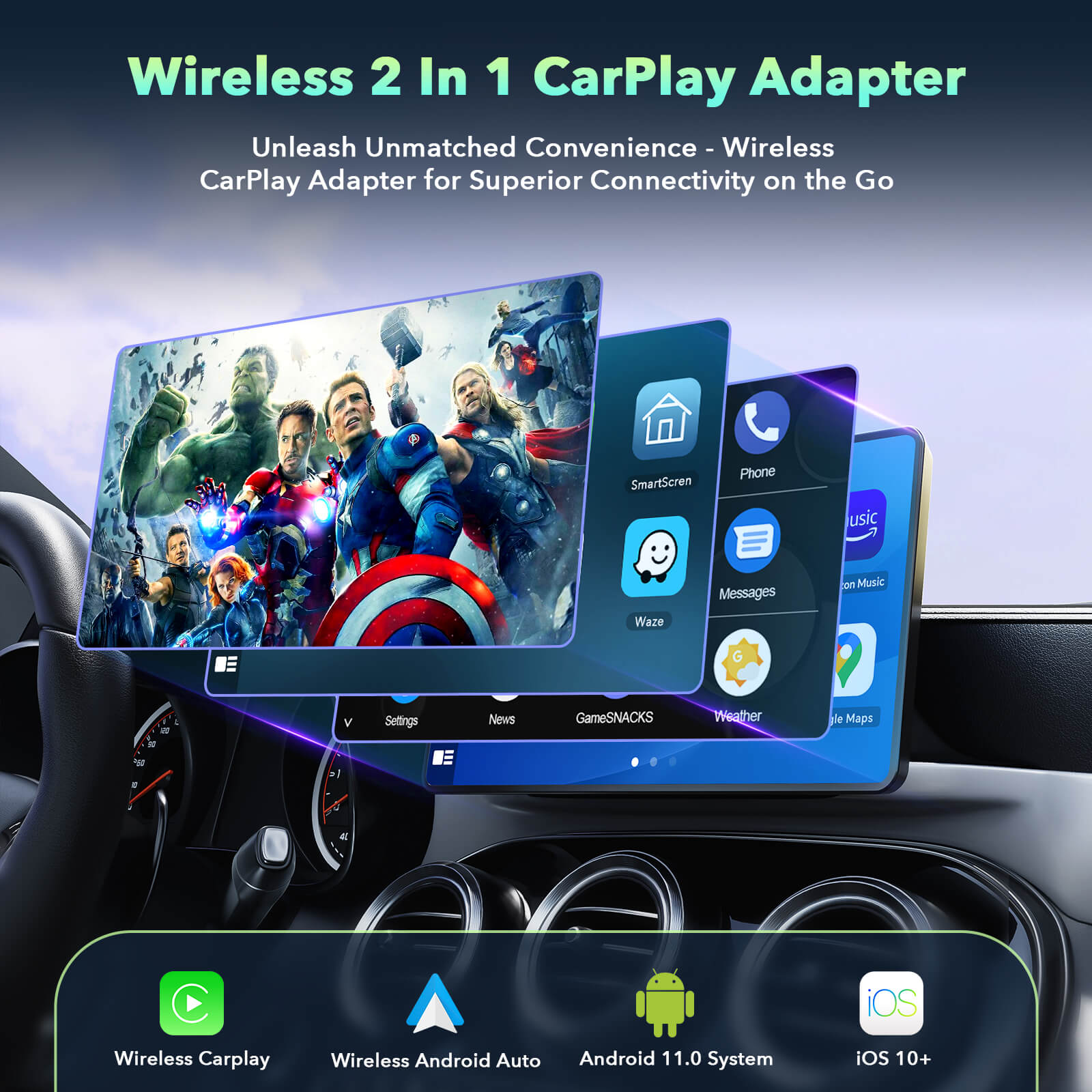 Carplay RC21 2 in-1 Adapter for OEM CarPlay & Android Auto Wireless Adapter