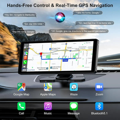 10.26 inch Carplay Screen 2.5D IPS Full Touch Support Wireless Apple carplay and Android Auto with dash cam and 2k backup camera