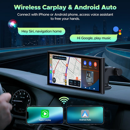 RC14 9.26" Wireless Car Stereo Receiver Protable Carplay Screen for Car with 4K Dash Cam