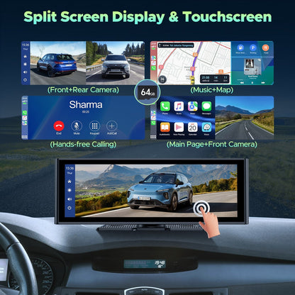 RC14 9.26" Wireless Car Stereo Receiver Protable Carplay Screen for Car with 4K Dash Cam