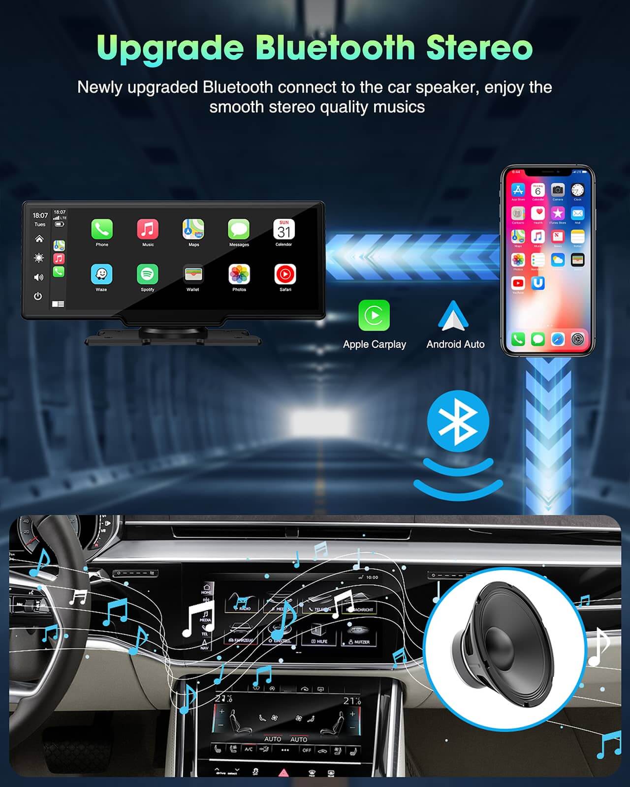 Carplay RC06 9.26" Wireless Car Stereo Carplay & Android Auto With Dual Cameras